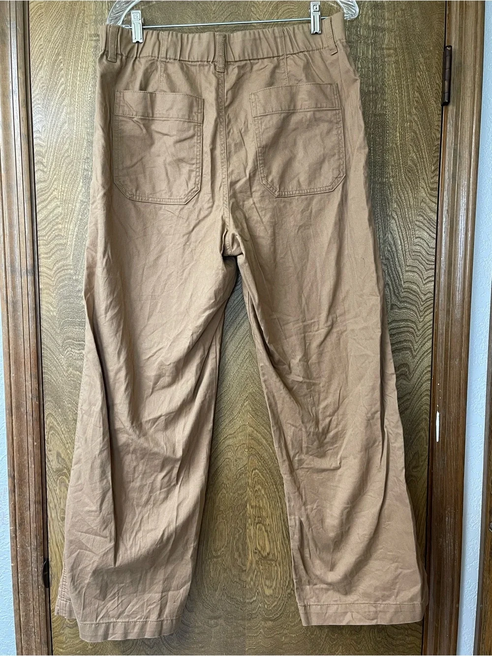 Uniqlo Women’s Camel Tan Wide Leg Utility Pants Size 30 High Rise Minimalist